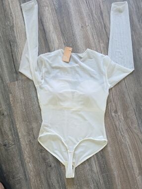 Lush Sheer Cream Long Sleeve Top